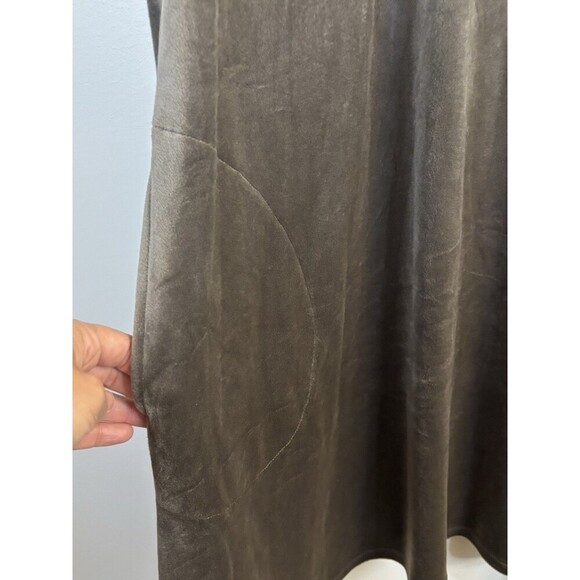 J JILL Mocha Dipped Hem Crushed Velour Dress Women Small Velvet Pockets Winter - Picture 7 of 13